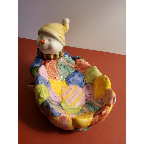 Ceramic Snowman Sleigh Candy Dish - Picture 2 of 4